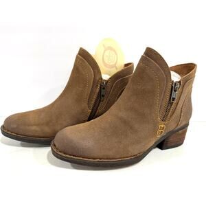 Born Malta II Taupe Suede Ankle Booties Side Zip Boho Chic Womens 7.5 New inBox